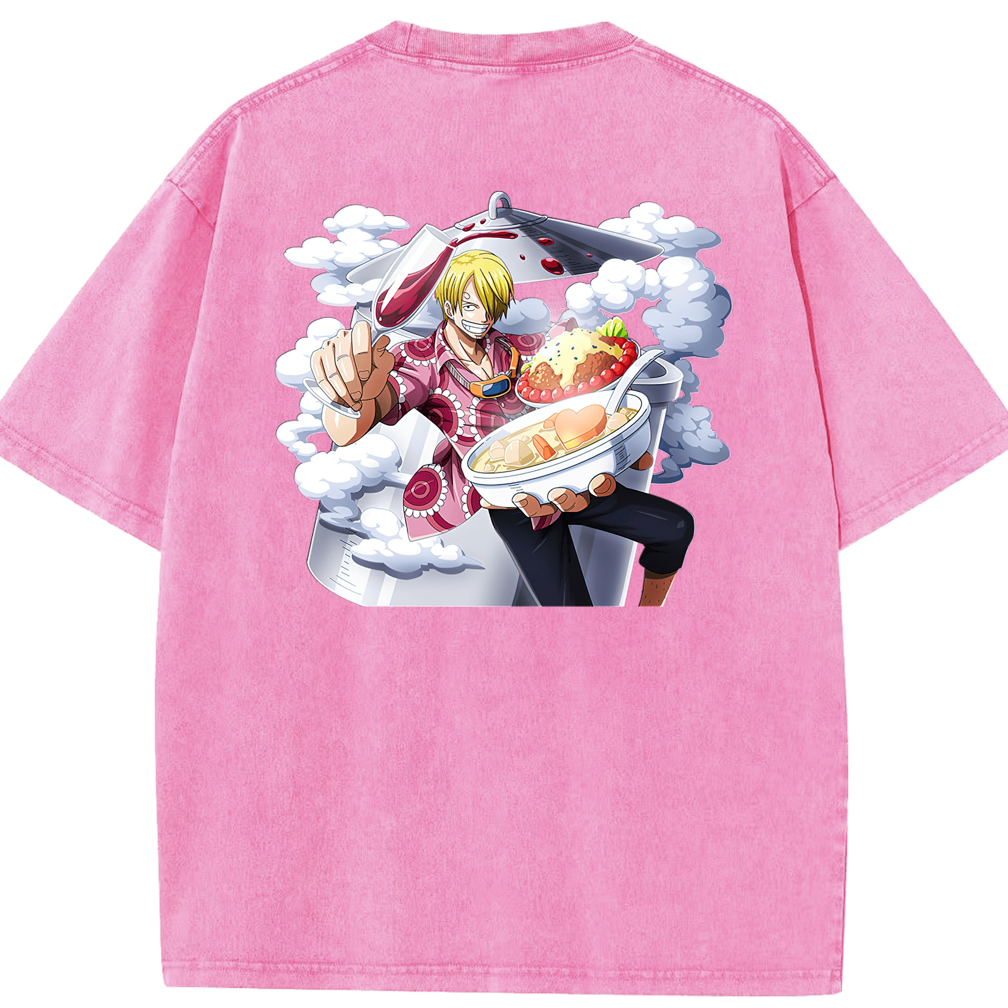 ワンピース サンジ ONE PIECE Sanji 綿100% ヴィンテージ風 半袖Tシャツ（背面プリント）
